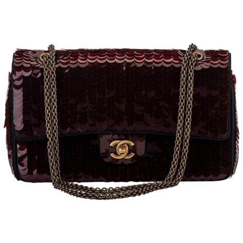 chanel sequin bag burgundy 2018|Chanel flap bags.